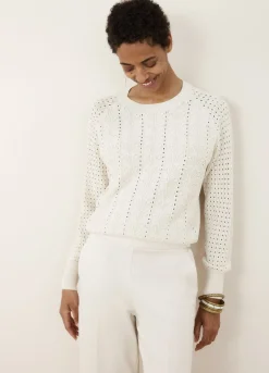 Outlet Summum Ajour-Knit Jumper Creme