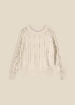 Outlet Summum Ajour-Knit Jumper Creme