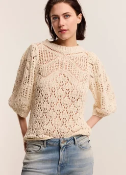 Sale Summum Ajour-Knitted Jumper Creme