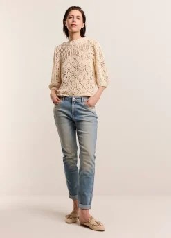 Sale Summum Ajour-Knitted Jumper Creme