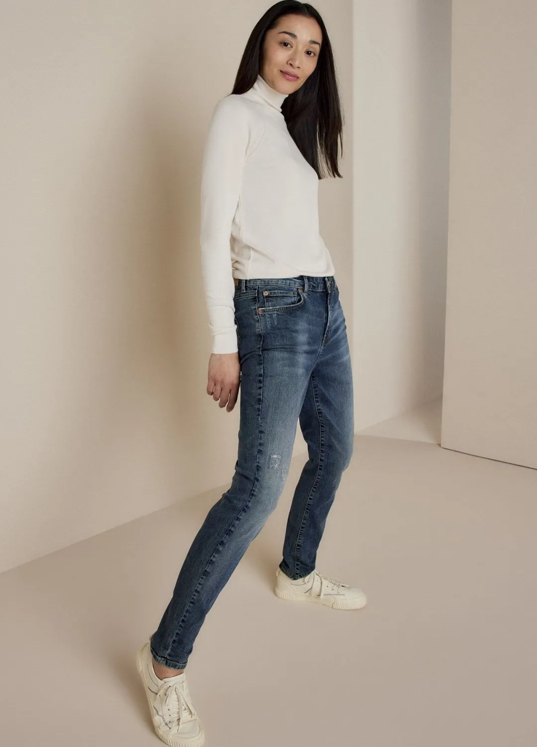 New Summum Basic Polo Neck Jumper Creme