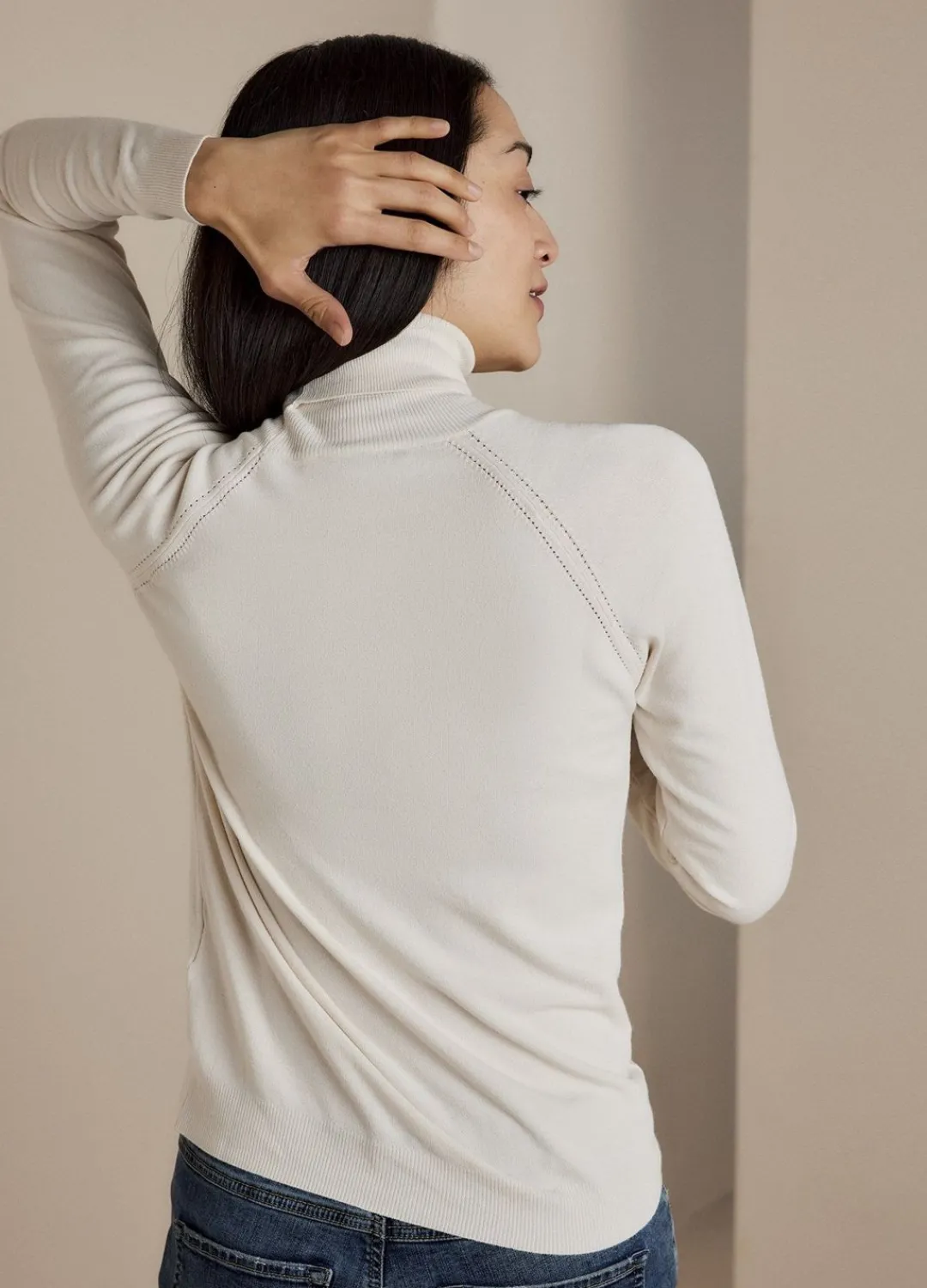 New Summum Basic Polo Neck Jumper Creme