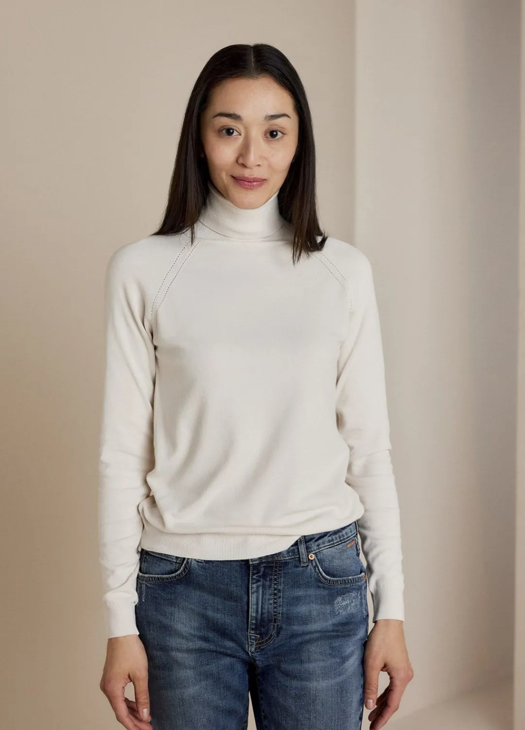 New Summum Basic Polo Neck Jumper Creme