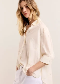 Hot Summum Blouse With Embroidered Flowers Creme