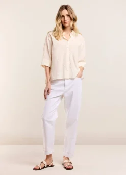Hot Summum Blouse With Embroidered Flowers Creme