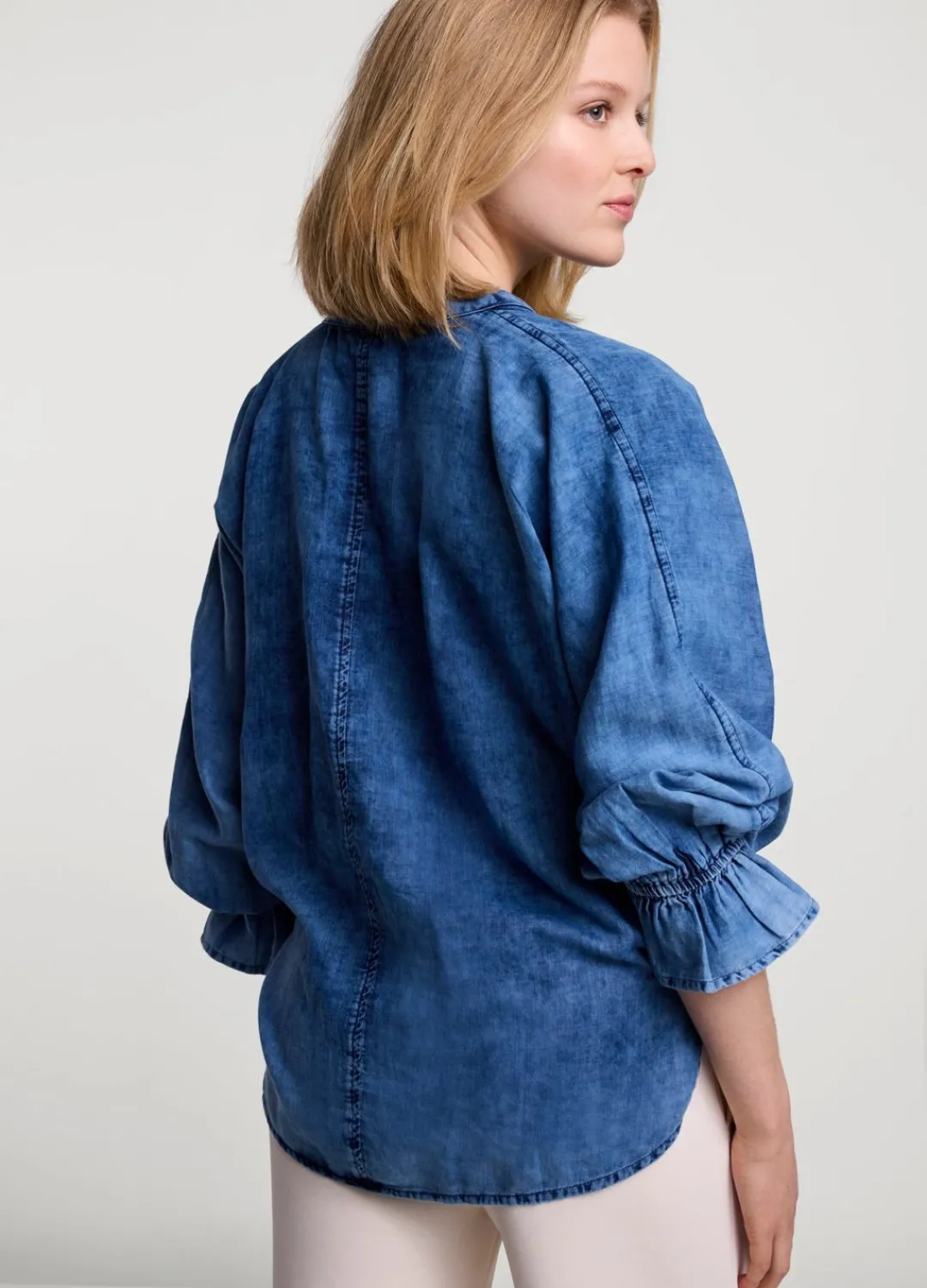 Fashion Summum Blouse With English Embroidery Blue