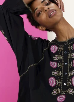 Online Summum Blouse With Floral Embroidery Black