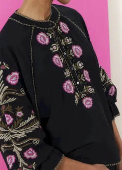 Online Summum Blouse With Floral Embroidery Black