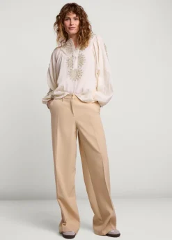 Best Summum Blouse With Gold Embroidery Creme