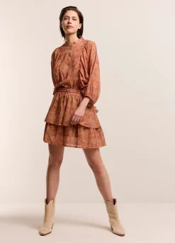 Fashion Summum Blouse With Pleated Balloon Sleeves Brown