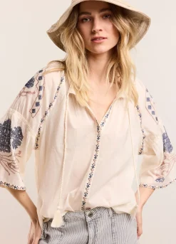 Online Summum Bohemian Blouse With Embroidery White