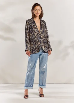 Best Summum Boyfriend Blazer With Print Multicolor