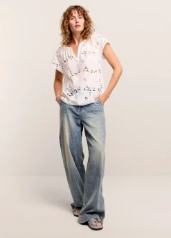 Outlet Summum Cap-Sleeved Top White