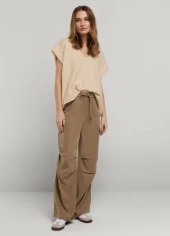 Fashion Summum Cargo Trousers With Elasticated Waistband Grey