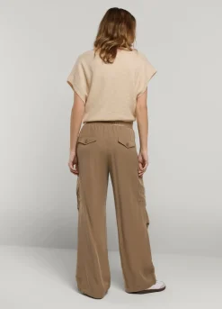 Fashion Summum Cargo Trousers With Elasticated Waistband Grey