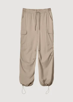 Fashion Summum Cargo Trousers With Elasticated Waistband Grey
