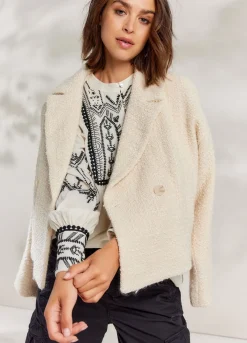 Fashion Summum Contrast Top Creme