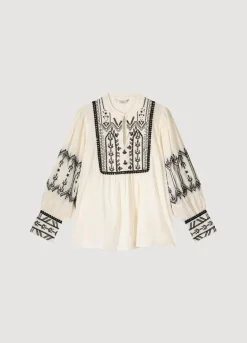 Fashion Summum Contrast Top Creme