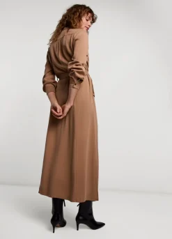 Fashion Summum Cool Button-Down Dress Brown