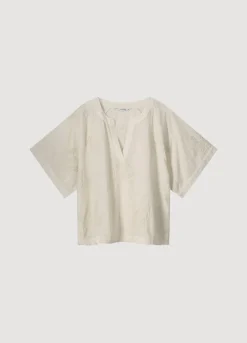 Outlet Summum Cotton-Linen Blouse Creme
