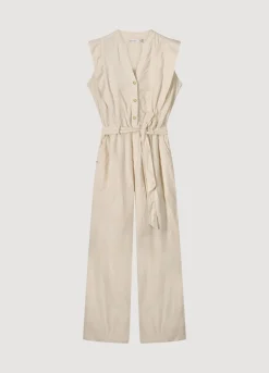 Online Summum Cotton-Linen Jumpsuit Creme