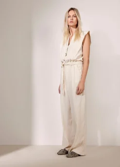 Online Summum Cotton-Linen Jumpsuit Creme
