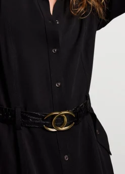 Best Summum Crocodile Effect Belt Black
