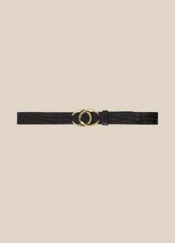 Best Summum Crocodile Effect Belt Black