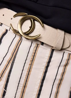 New Summum Crocodile Effect Belt Creme