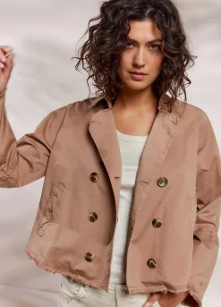 Discount Summum Cropped Trench Coat Brown