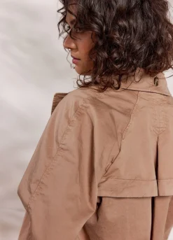 Discount Summum Cropped Trench Coat Brown