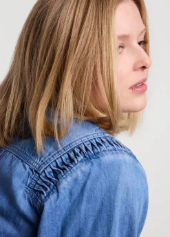 Best Summum Denim Blouse With Buttons Blue