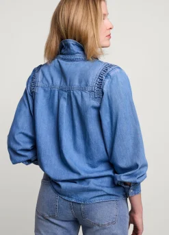 Best Summum Denim Blouse With Buttons Blue