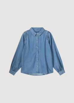 Best Summum Denim Blouse With Buttons Blue