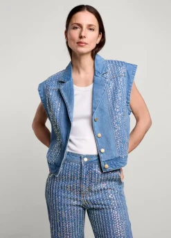 Clearance Summum Denim Gilet Blue