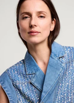 Clearance Summum Denim Gilet Blue