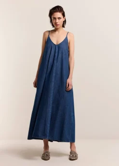 Fashion Summum Denim Slip Dress Blue
