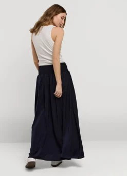 Fashion Summum Drapey Satin Skirt Blue