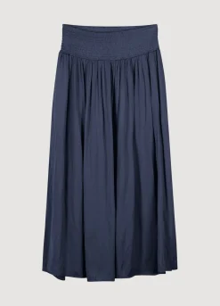 Fashion Summum Drapey Satin Skirt Blue