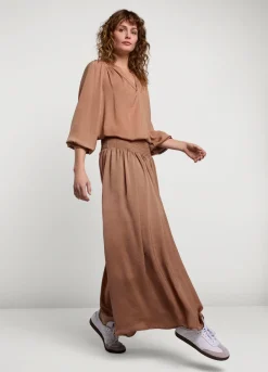 Sale Summum Drapey Satin Skirt Brown