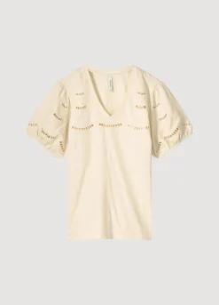 Clearance Summum English Embroidery Jersey Top Creme