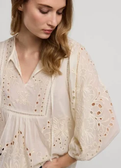 Online Summum English Embroidery Top Creme