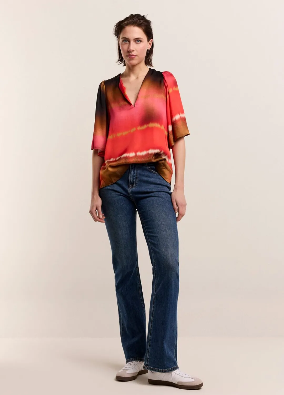 Outlet Summum Faded Top With Butterfly Sleeves Multicolor