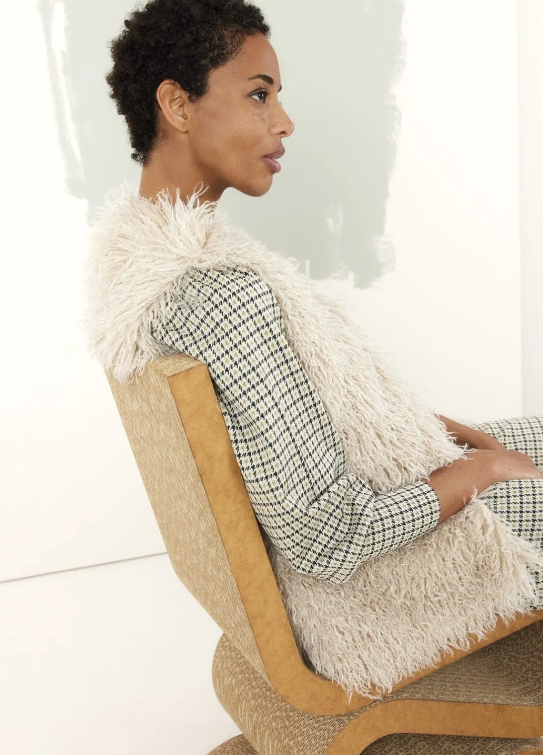 Fashion Summum Faux Fur Gilet Creme