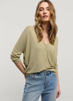 Hot Summum Fine-Knit Cardigan Green
