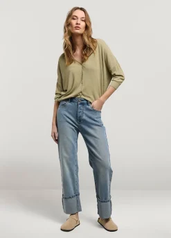 Hot Summum Fine-Knit Cardigan Green