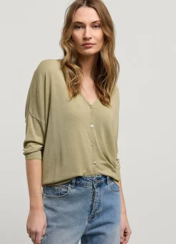 Hot Summum Fine-Knit Cardigan Green