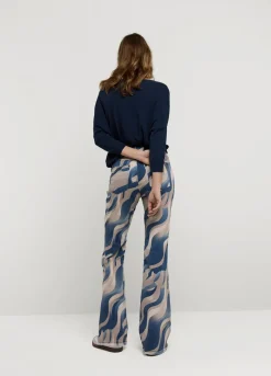 New Summum Flared Trousers With Print Blue