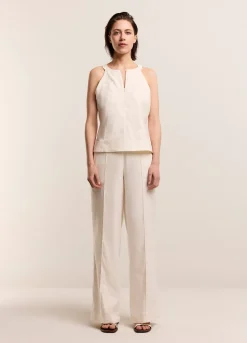 Discount Summum Halter Top With Concealed Zip Creme