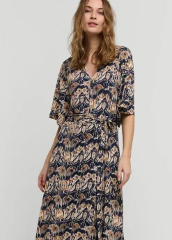 Outlet Summum Ikat Print Dress With Polo Collar Blue